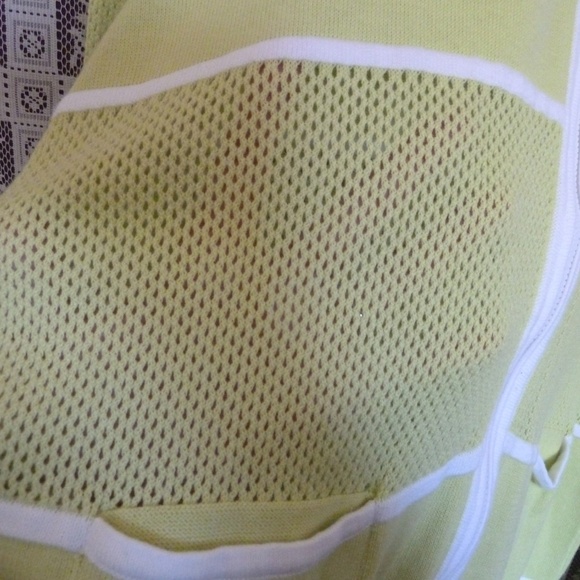 Lime Green Athleisure Sweater Cotton Knit Mesh - Picture 4 of 8